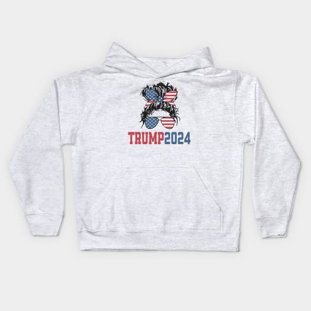 Vintage Trump 2024 Messy Hair Bun Kids Hoodie by Etopix